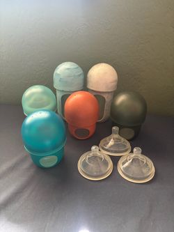 Boon Nursh Baby Bottles – Set of 6 + 3 Extra Nipples, Sizes 0–2 – 4 oz / 8 oz