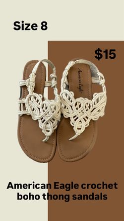 American Eagle Crochet Boho Thong Sandals Size 8