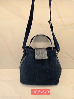 Blue Fabric Crossbody Handbag