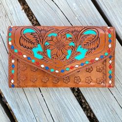 Tooled leather wallet