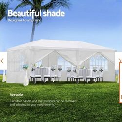 10 ft. x 20 ft. Wedding Party White Canopy Tent Outdoor Gazebo with 6 Removable Sidewalls for Backyard, Birthday Party,1,!!!