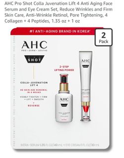 AHC Pro Shot Colla Juvenation Lift 4 Anti Aging Face Serum and Eye Cream Set, Reduce Wrinkles and Firm Skin Care, Anti-Wrinkle Retinol, Pore Tightenin