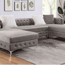 Brand New Grey Tuxedo Design Sectional Sofa (Ottoman Sold Separately)