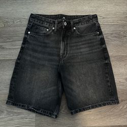 Black Denim Jorts 