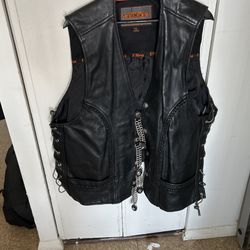 Genuine leather Motorcycle Vest 4X