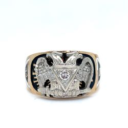14KT Two Tone Gold Eagle Diamond Ring 13.25g Size 10-1/2 I-1164