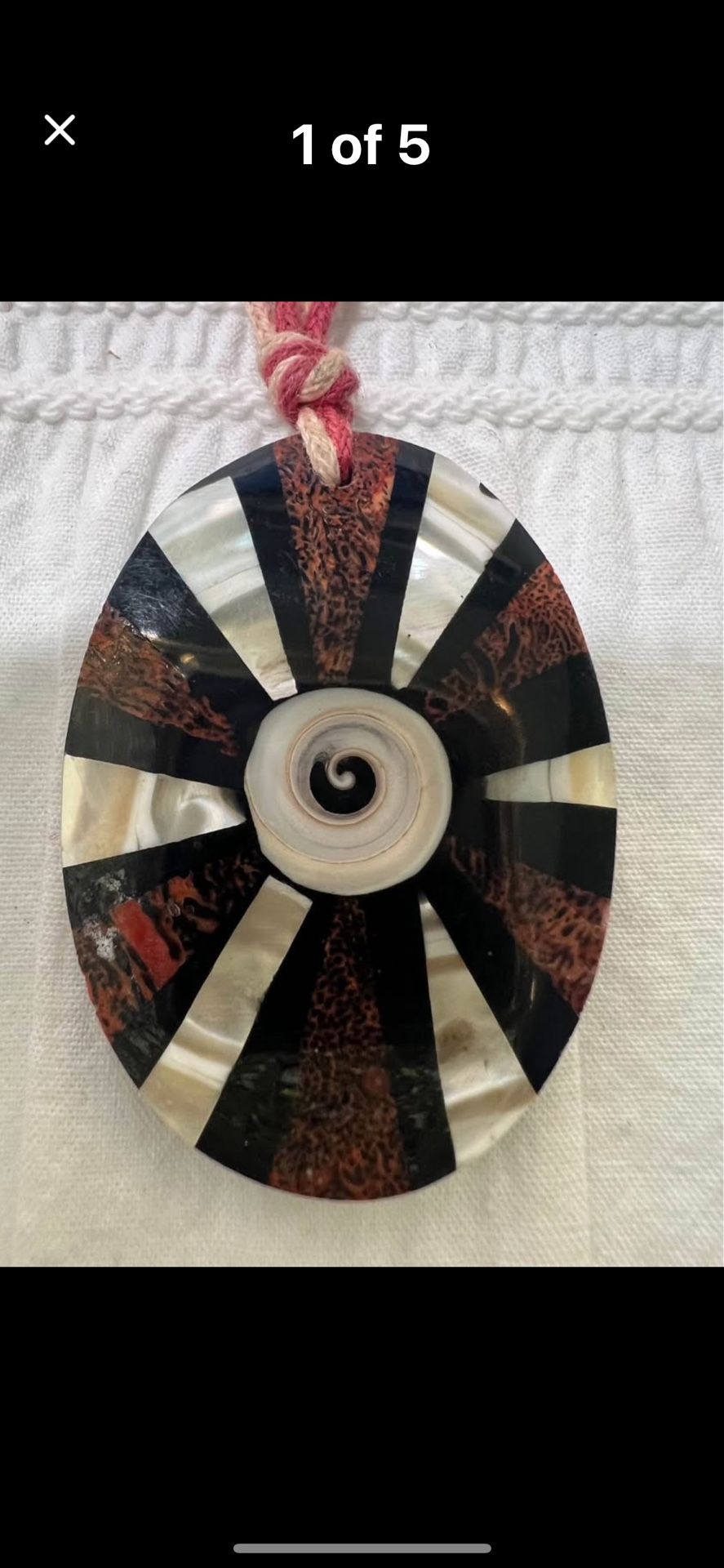 Mother of Pearl Shell Abalone Shiva Shell Handmade Pendant Necklace