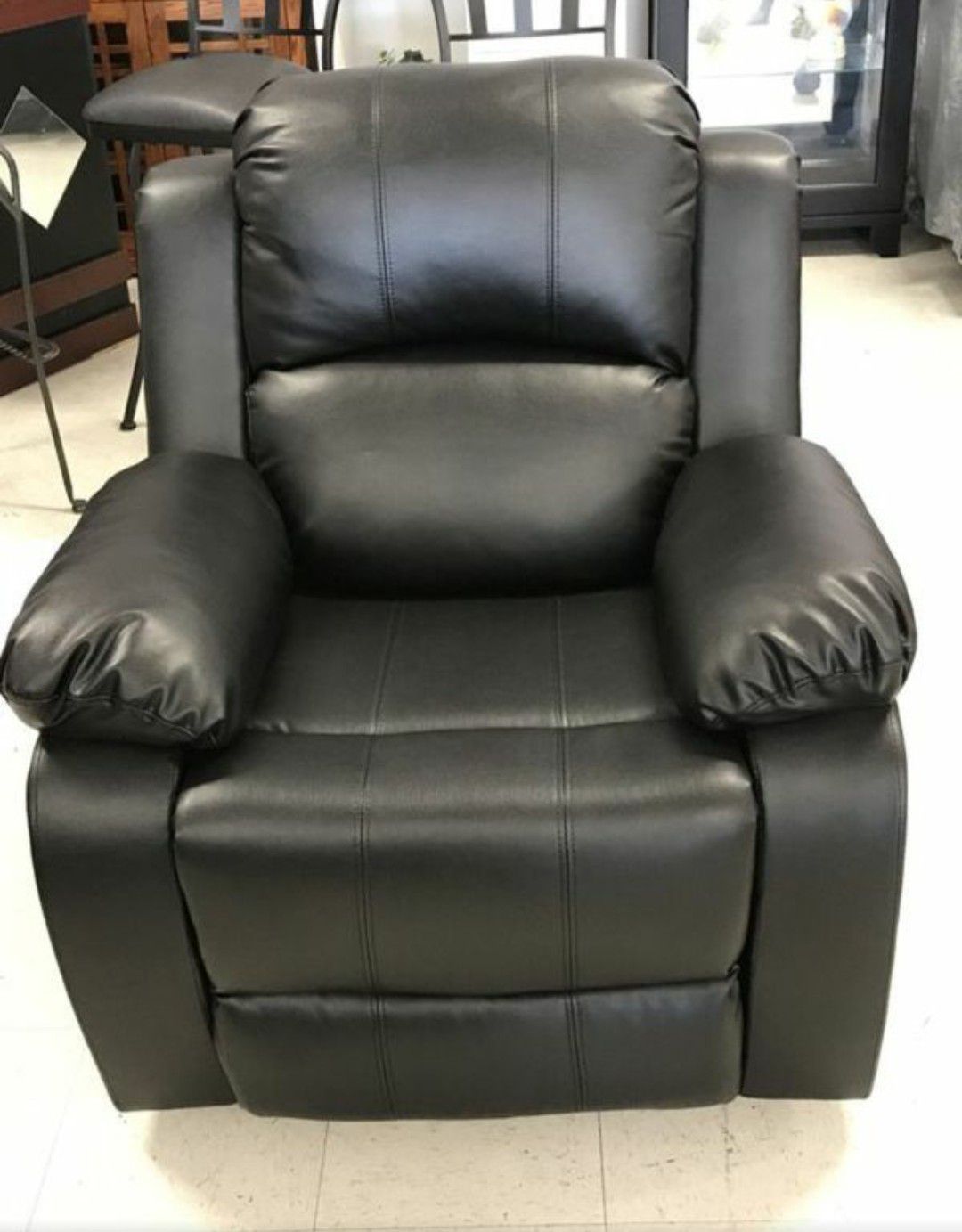 New Reclining Chair Black Bonded Leather