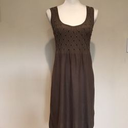 BCBG MaxAzria Woman’s Taupe Beads Adorned Jersey Dress, M