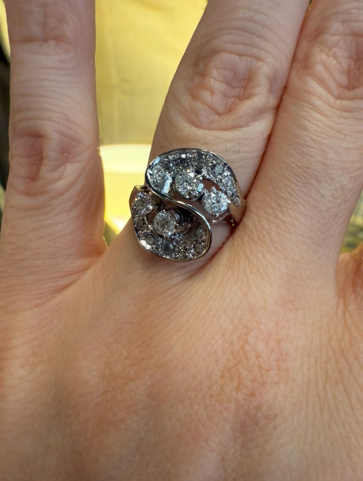 14K Gold Natural Diamonds Estate Ring