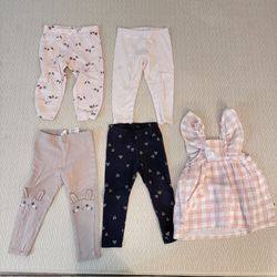 Toddler Girl Bottoms & Dress Bundle | 24 Months / 2T | Shorts, Leggings & Dress