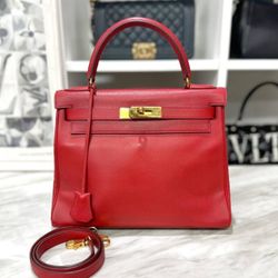 Hermes Kelly 28 Inner Stitch Couchevel 2way Red