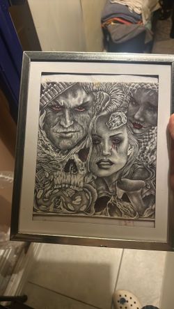 Original Prison Art – Framed Evil Concept Drawing – Helping Support an Incarcerated Artist with No Family All money will go to inmate for hes beautifu