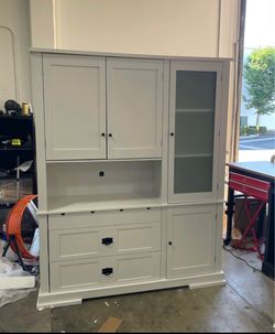Minor Damage Assembled New Modern 78.3” Large Kitchen Pantry Storage Cabinet Traditional Buffet Hutc