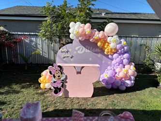 Minnie Mouse Birthday Balloon Arch Backdrop
