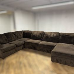 Free Delivery- Ashley brown 3pc U shape sectional sofa couch