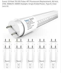 Sunco 10 Pack T8 LED Tubes 4FT Fluorescent Replacement, 48 Inch