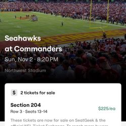 Commanders Seahawks Tickets 