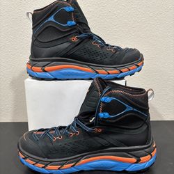 HOKA ONE ONE MENS TOR ULTRA HI WP MENS SIZE 10 ANTHRACITE/CLOWNFISH