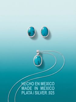 Oval Turquoise gemstone Pendant Necklace and Earrings Set Silver .925