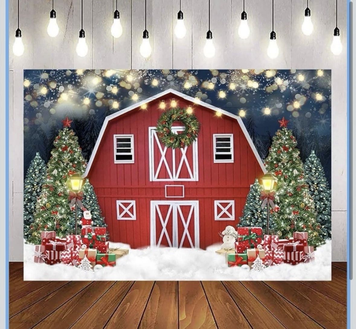 New Avezano Christmas Photography Backdrop Winter Red Barn Photo