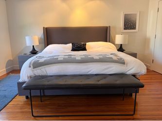 One King’s Lane - Kelly Wingback Bed in Charcoal