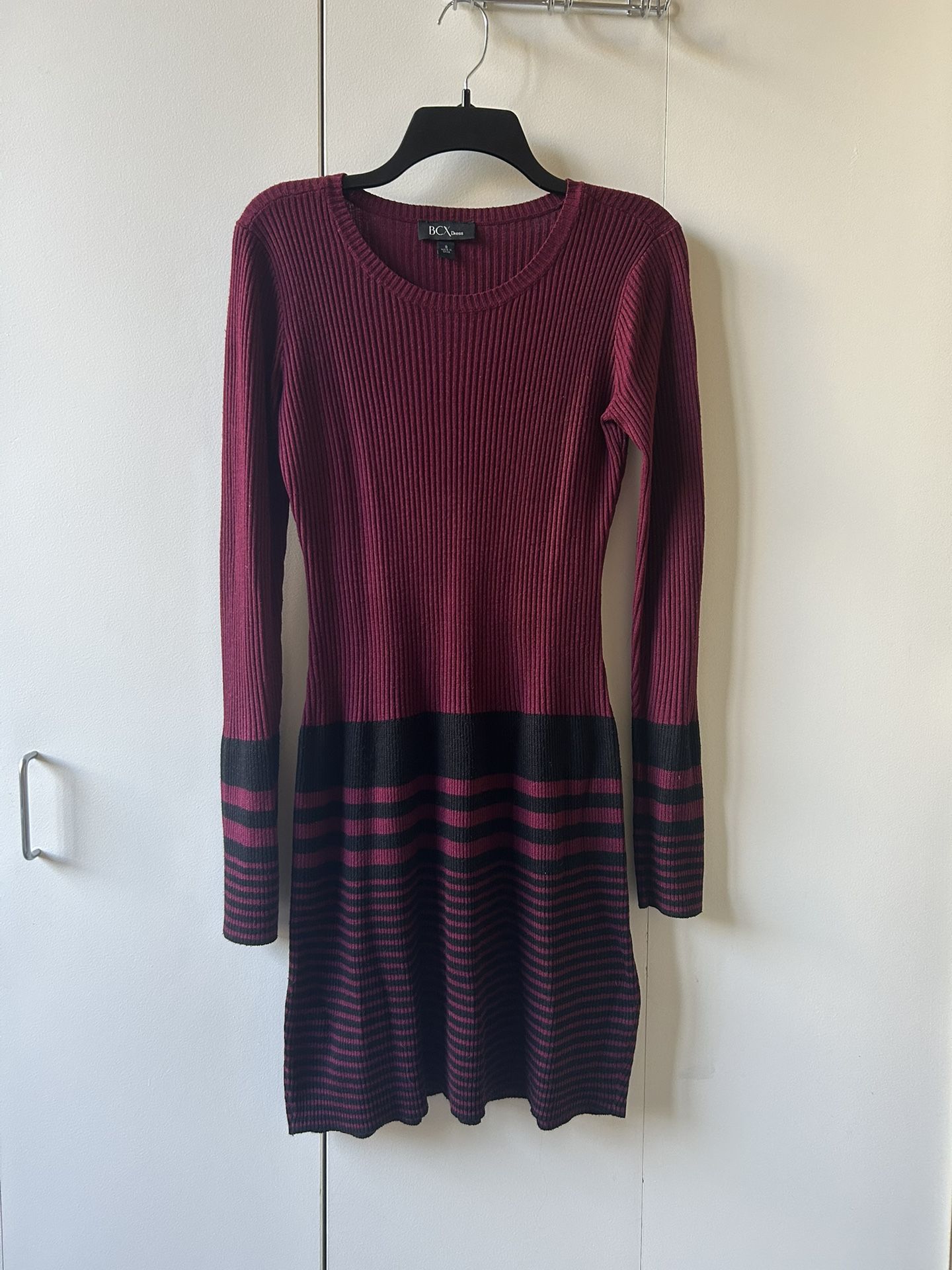 BCX sweater dress burgundy color size small