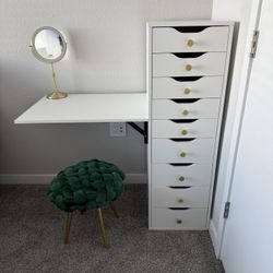 Custom made Vanity with foldable shelf and drawers