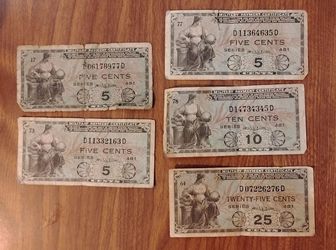 5 America US Military Currency series 481
