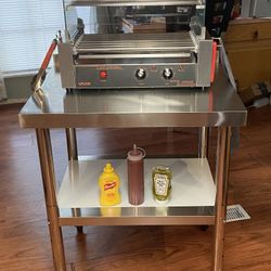BRAND NEW 18 Hot Dog Roller With Stainless Steel Pedestal On Wheels 401 Stainless Steel