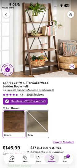 Laurel Foundry Modern Farmhouse Solid Wood Ladder Bookshelf