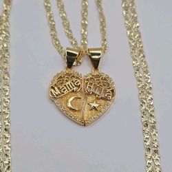 HEART NECKLACE MAMA HIJA Gold-plated 2 Chains Included 