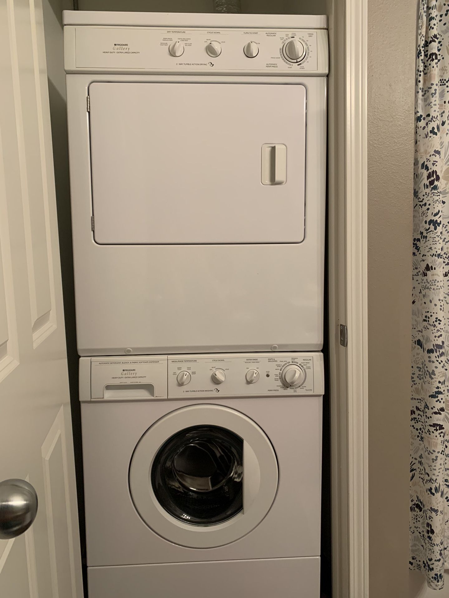 Stacked washer and dryer