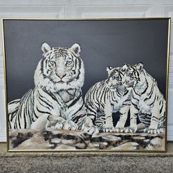 Vintage 1980s Anderson Tigers Landscape Oil On Canvas Painting 