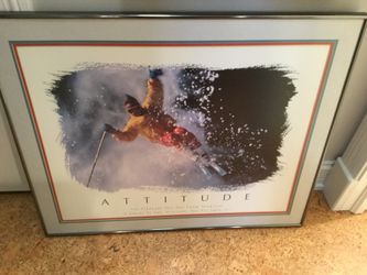 Inspirational ATTITUDE skier framed print