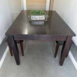 Heavy Solid Wood Table And Benches