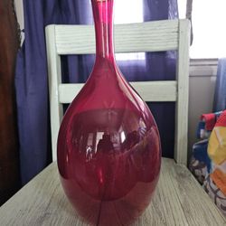 #Glass #Vase Ruby Red Long Neck