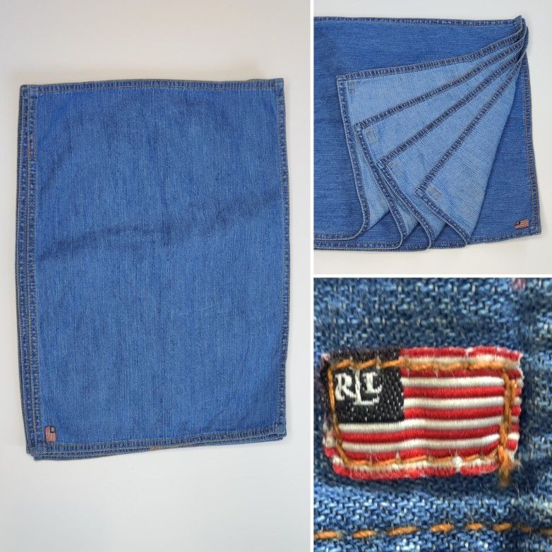 Vintage Ralph Lauren Flag Blue Jean Denim Kitchen Table Placemats