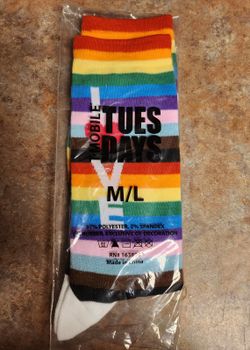 T-Mobile Tuesday LOVE Pride Socks. Size: M/L