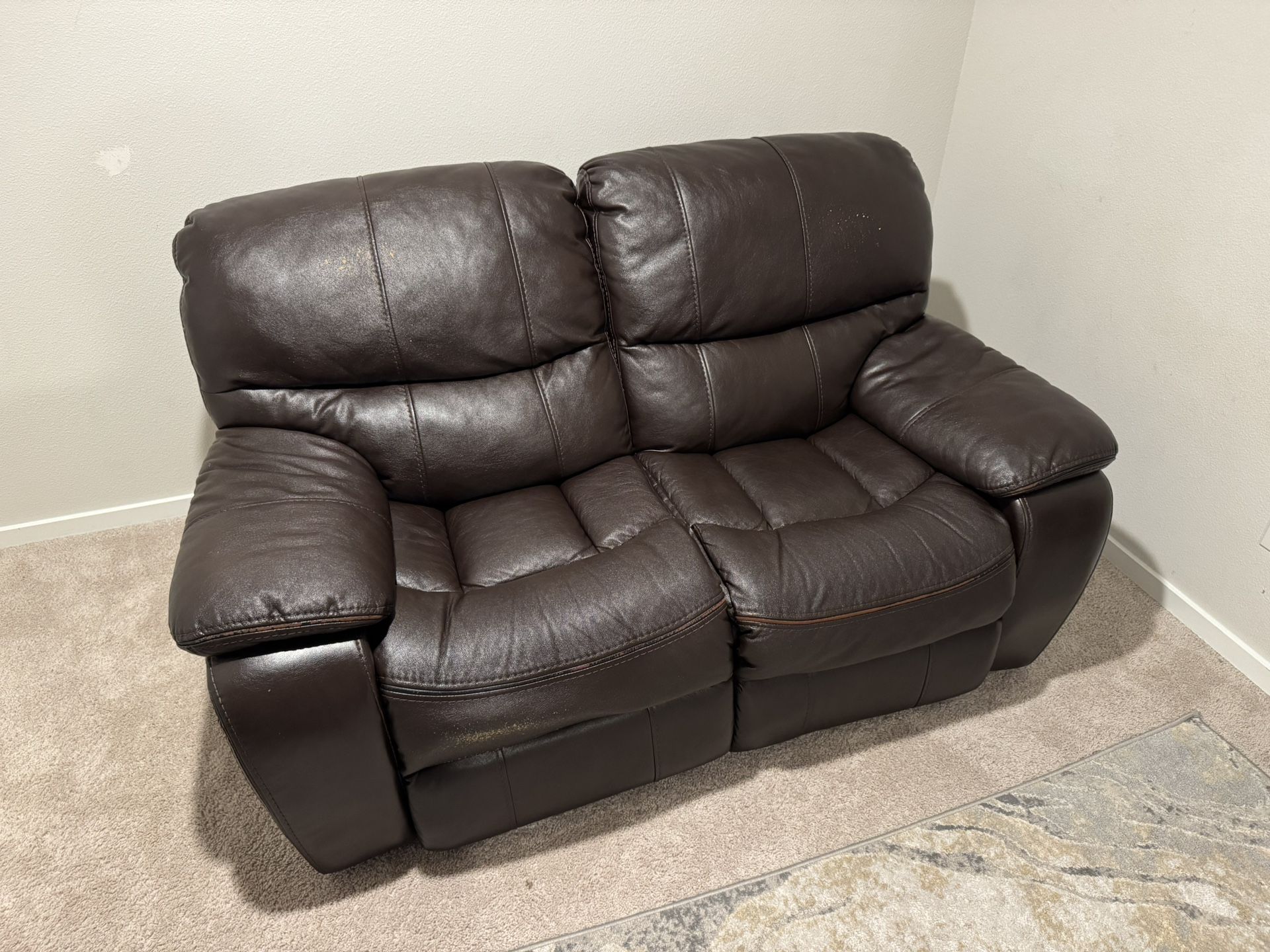 Brown Faux Leather Electric Reclining Sofa/Love Seat Combo