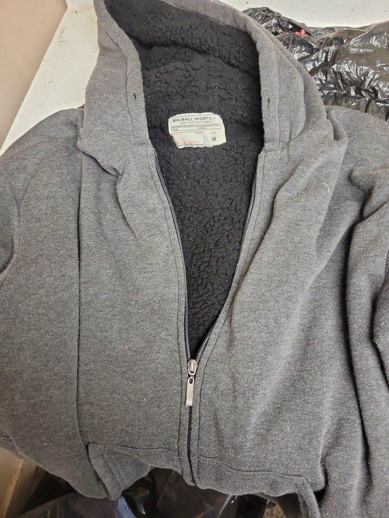 Mens Medium Fleece Zip Up Sweat Shirt