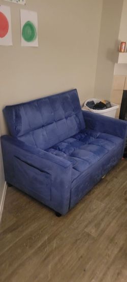 Blue Velvet pull out love seat