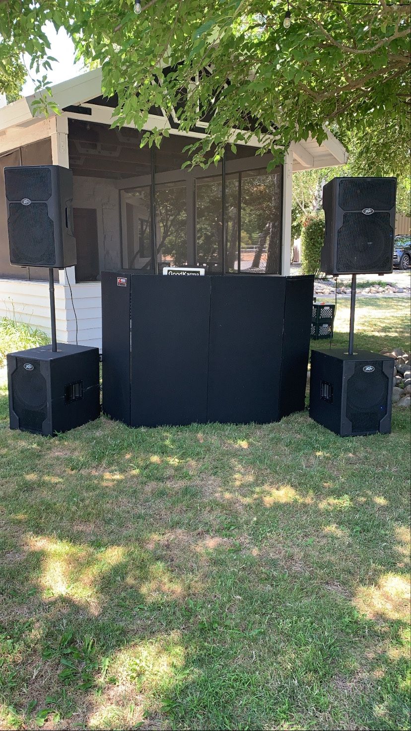 Peavy DJ PA System Super Loud With Facade And All Cables. Peavy PVX18s