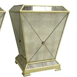 1980 Large Neoclassical Style Mirror And Brass Pedestal Or Single Table