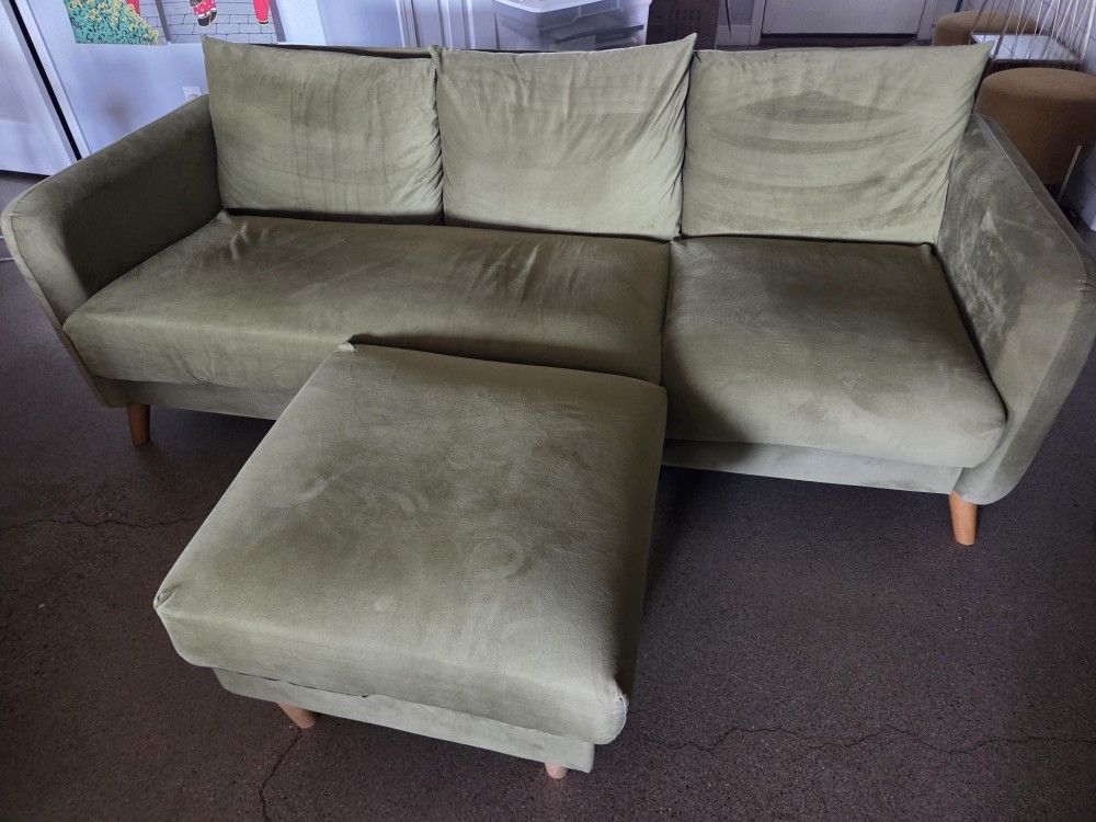 Green Couch With Ottoman