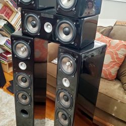5 piece Piano Finish Speaker  Home Theater and Vocals System