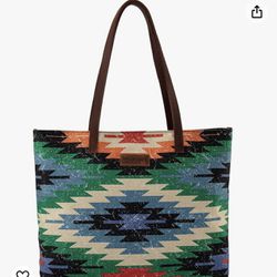 Wrangler Tote Purse Bag Aztec Canvas Shoulder Bags Multiple Cyan 