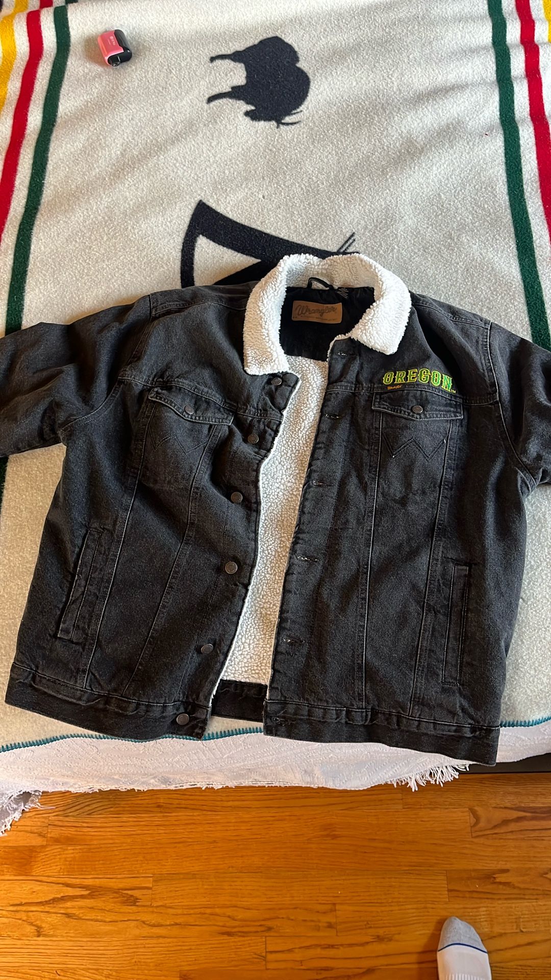 University Of Oregon Wrangler Sherpa Lined Denim Jacket