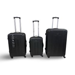 TRAVELERS CLUB Chicago 3PC Expandable Luggage Set- Black (USED)