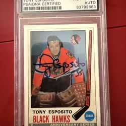 TONY ESPOSITO 1992 O-PEE-CHEE 25TH ANNIVERSARY PSA/DNA AUTO- BLACKHAWKS #138
